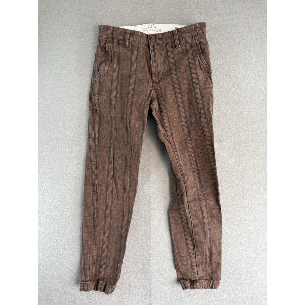 Levi's XX Chino Pants Mens 29x26 Brown Regular Fit Striped Tapered Cuffed Plaid
